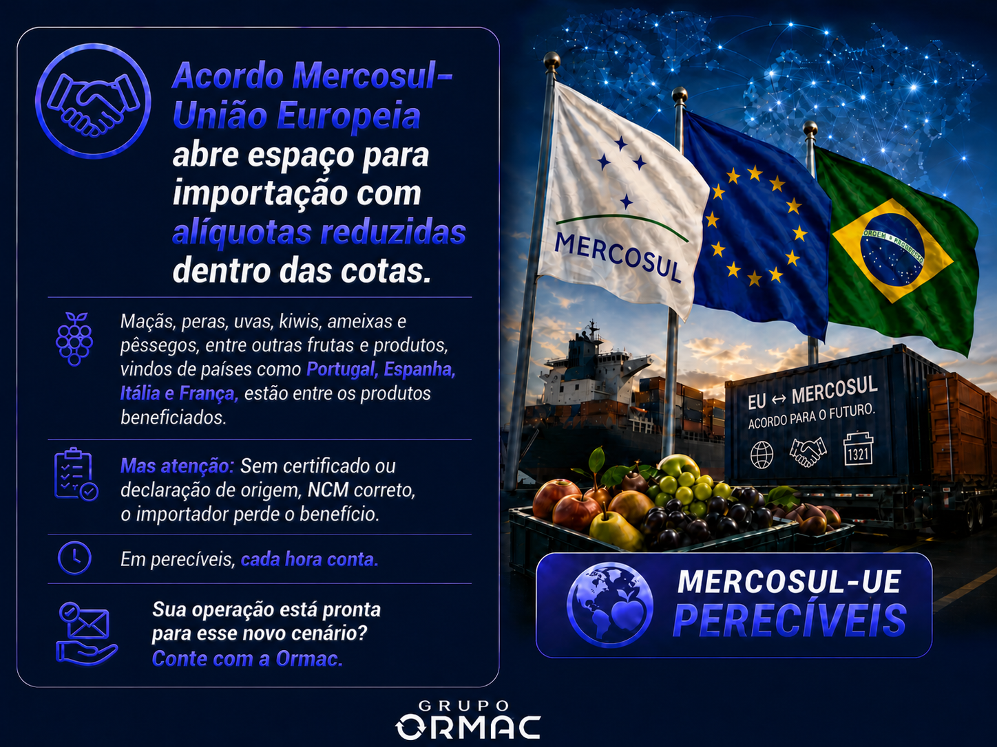 Importação de frutas europeias no Brasil em 2026: novas regras de cotas tarifárias abrem oportunidades para o setor de perecíveis